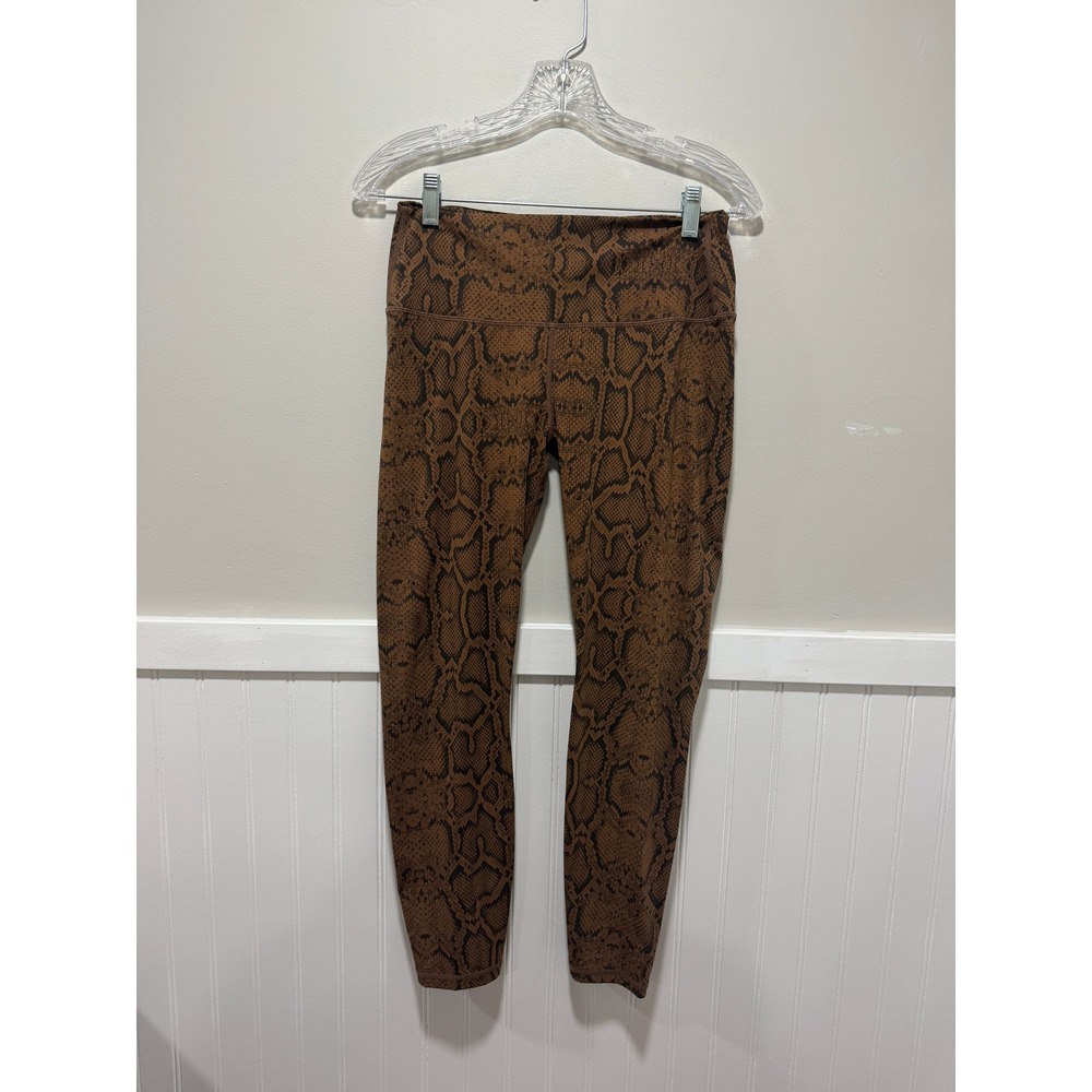 Varley Snakeskin Brown Leggings Activewear Workout Women Size Large
